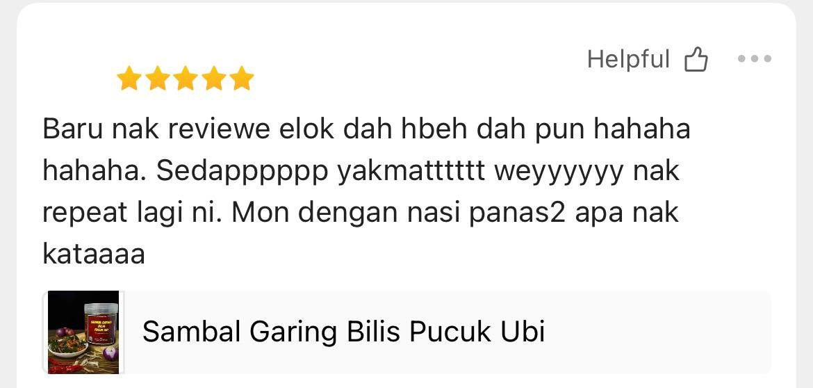 Five-star Shopee review for Customer 01; username and profile photo hidden