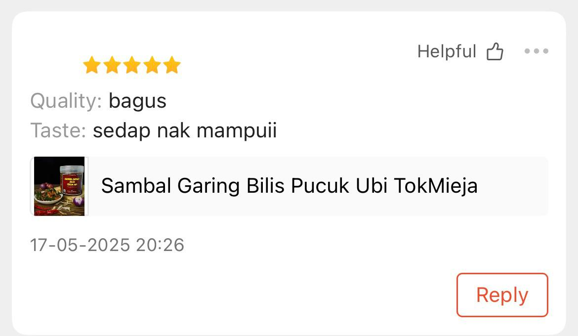 Five-star Shopee review for Customer 05; username and profile photo hidden
